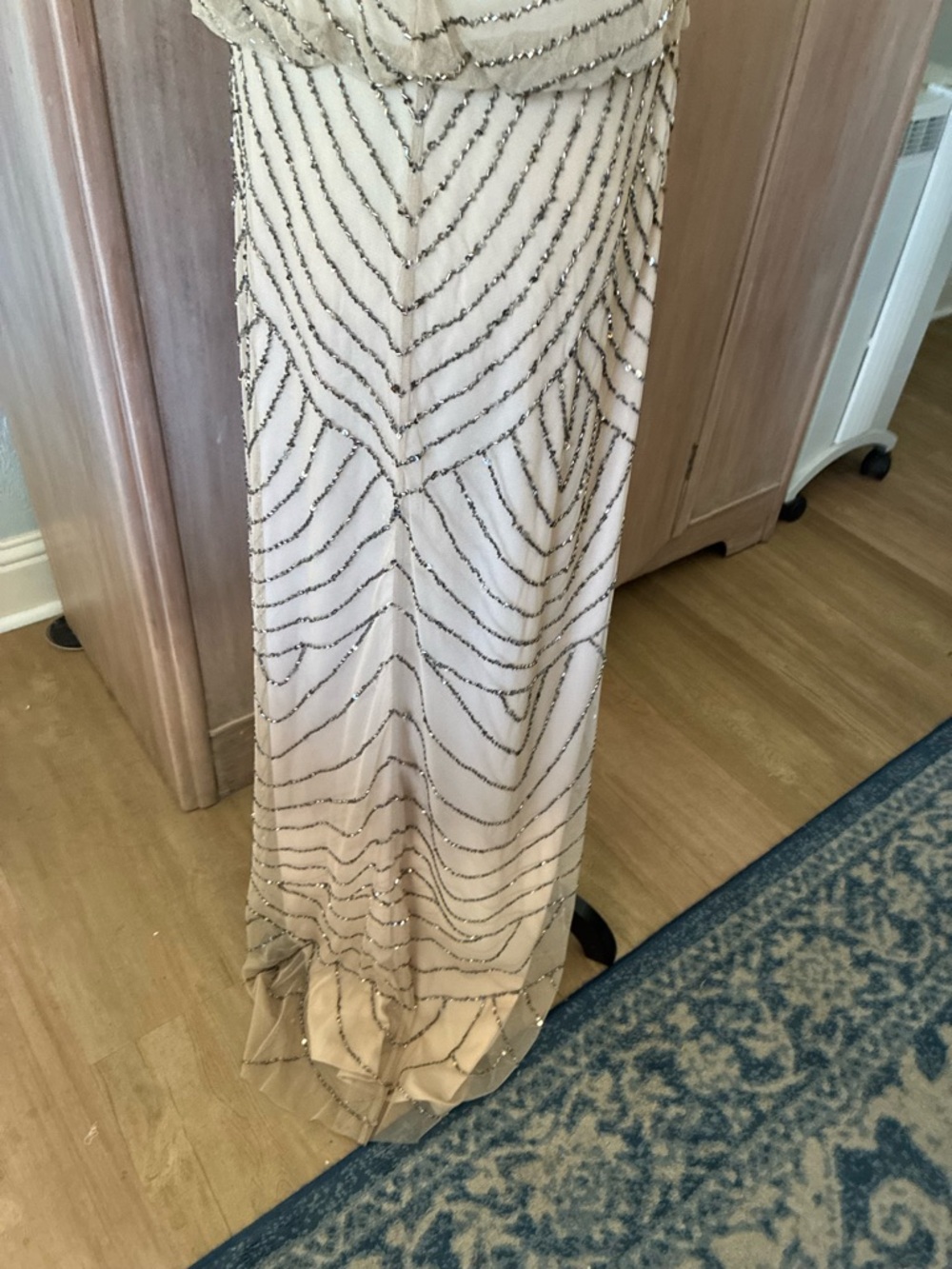 Adrianna Papell Beaded Blouson Gown SZ 14 Art Deco Evening Dress mother of Bride - Picture 15 of 16